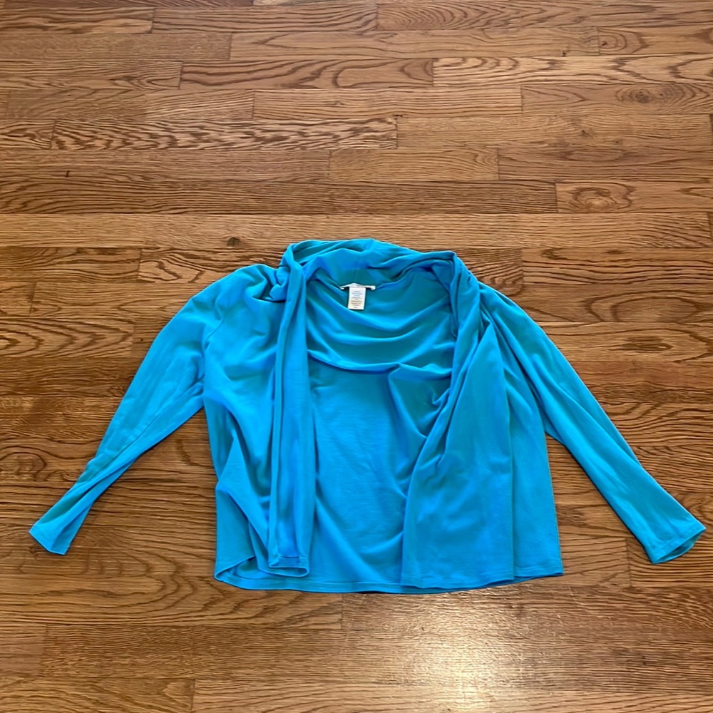 Womens XS White & Warren blue sweater shrug